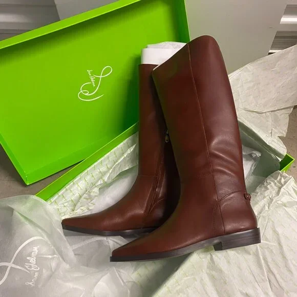 [NEW IN BOX] Sam Edelman Women's Cesar Snip-Toe Riding Boots. Brown (8.5) - Picture 2 of 4